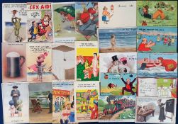 Postcards, 155+ mixed subject, early to mid 20thC Comic cards to include Bamforth, J.L. Biggar,