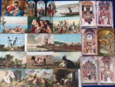 Postcards, approx. 180 chromolithographed copies of religious paintings and old masters, many