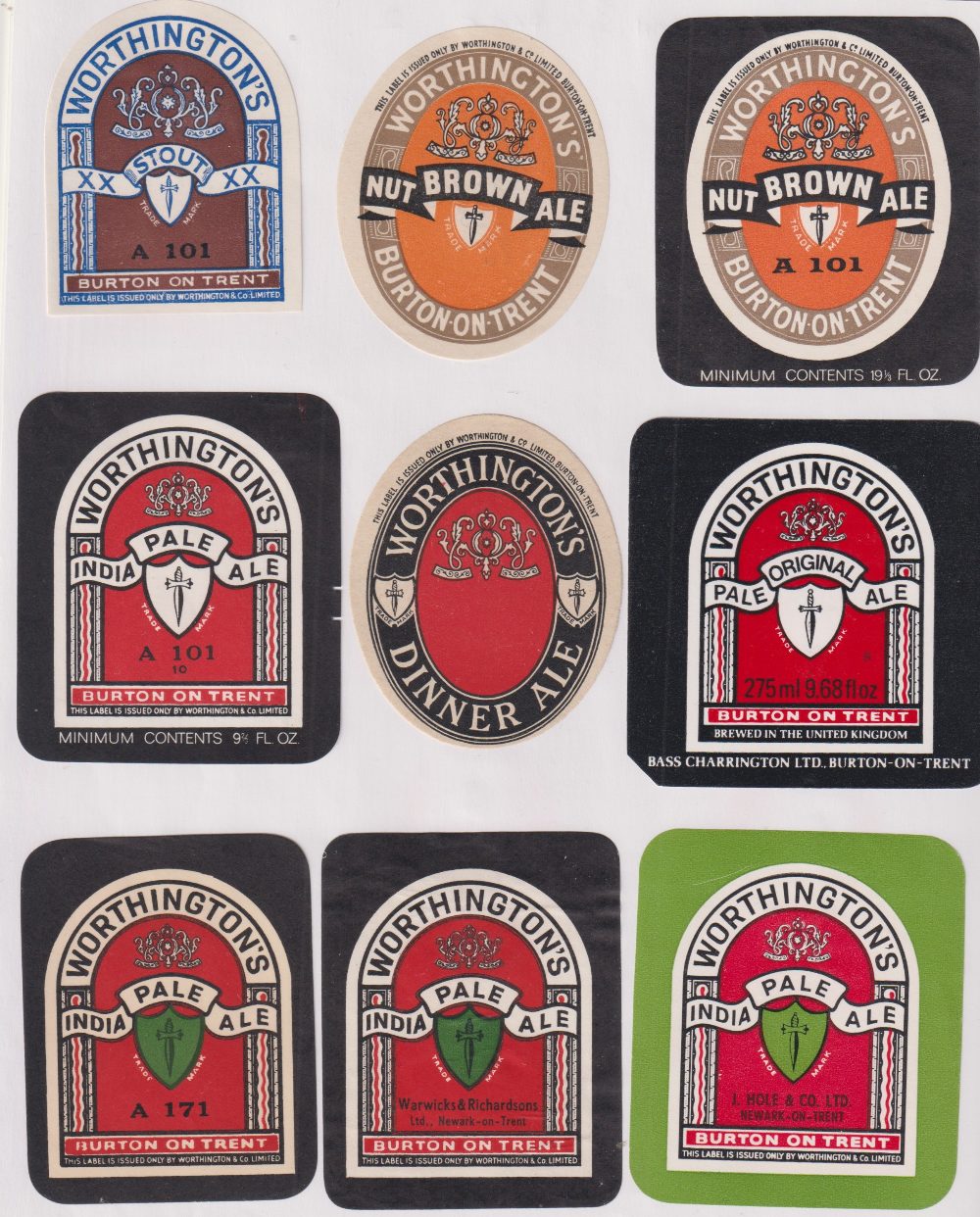 Beer labels, a mixed shape, size and age collection of 55 labels, Worthington & Co, Burton on - Image 4 of 7