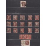 Stamps, GB QV collection of 16 imperforate 1d reds to include copies with numbers in MC and 240