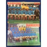 Football autographs, Glasgow Rangers, two large, colour magazine centre page spreads with multiple