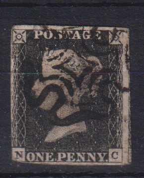 Stamps, GB QV 1840 pair of 1d blacks, NC & KH, each with 3 margins and black MX cancels. One has a - Image 3 of 5
