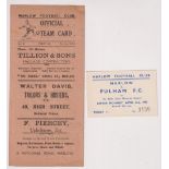 Football programme & ticket, Marlow v Chesham United, 1st October 1921, FA Amateur Cup, gatefold