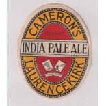 Beer label, Cameron's Laurencekirk, India Pale Ale, vertical oval 81mm x 64mm, (gd/vg) (1)