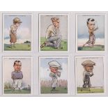 Cigarette cards, Churchman's, Prominent Golfers, 'L' size (set, 12 cards) including Bobby Jones &