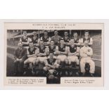 Football postcard, Aston Villa, FA Cup Finalists 1956/57, photographic card showing team and manager