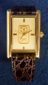 Football, Chelsea FC 9ct 'gold ingot' watch with brown leather strap (vg)