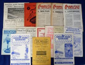 Football programmes, 1940's selection (15), inc. Wolves v Derby Co 3 Nov 1945, Brentford v