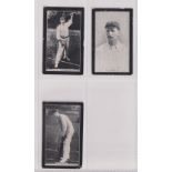 Cigarette cards, Smith's, Champions of Sport (Blue back), Cricketers, three cards, J.V. Saunders,