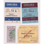 Football tickets, Chelsea FC, 4 tickets, homes v Preston North End & Sheffield Wednesday both 1954/5