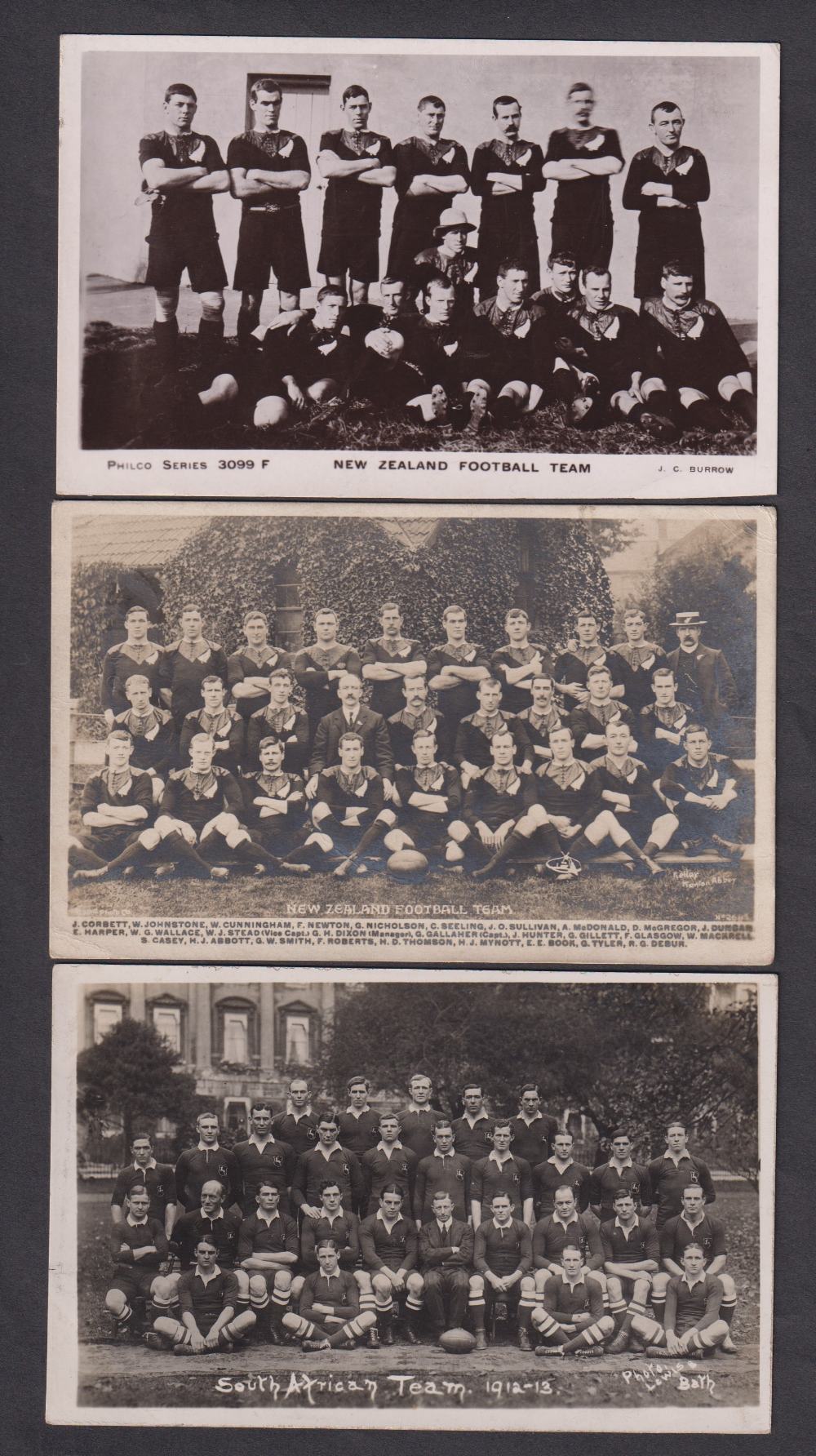 Postcards, Rugby Union, 3 team/squad RP's, New Zealand, Philco Series 3099F & one other postally