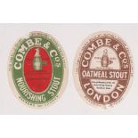 Beer labels, Watney Coombe & Co, London, 2 vertical ovals, 90mm high, bottled by George Bateman &