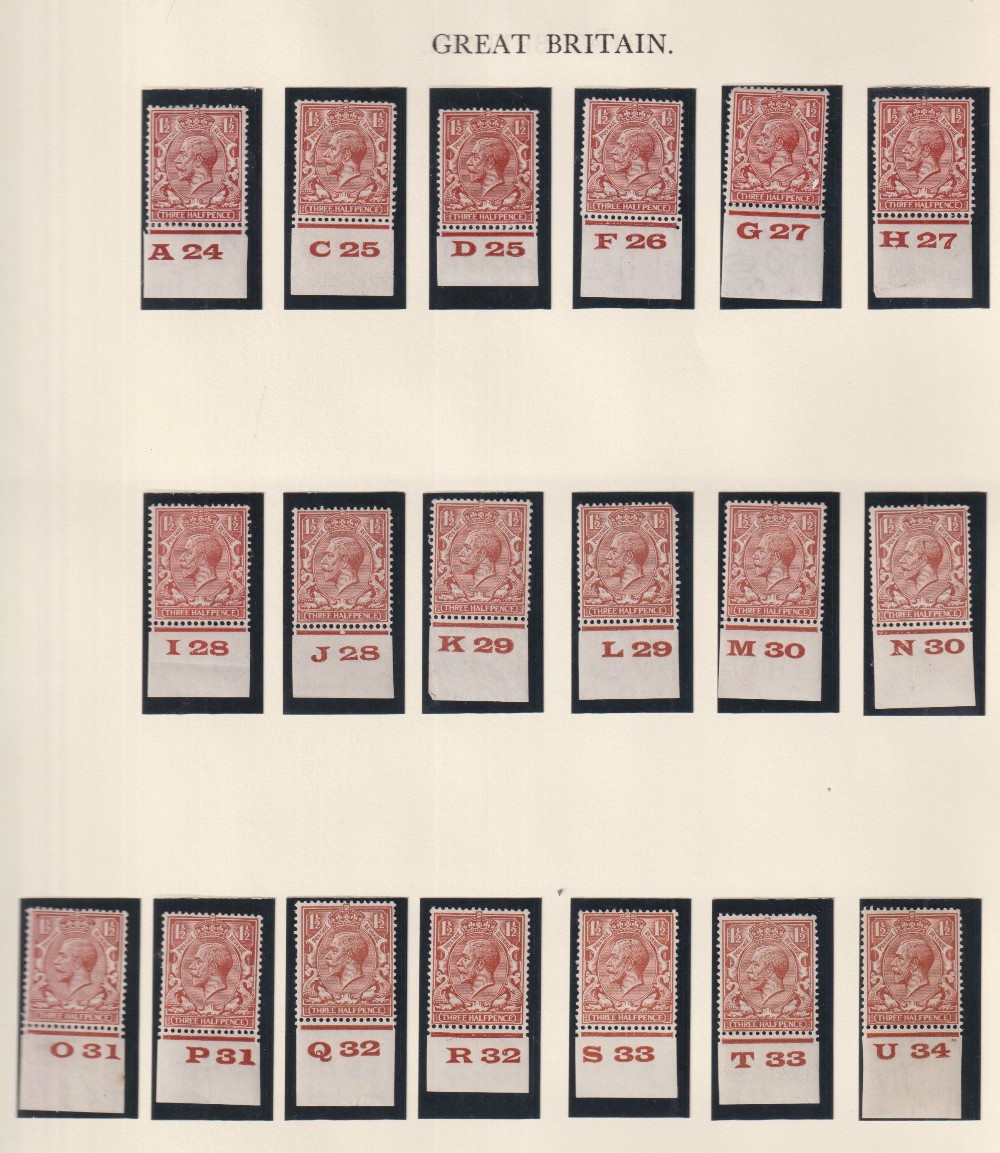 Stamps, GB KGV 1/2d Green, 1d scarlet and 1 1/2d red-brown control singles, UM, including D25 and - Image 3 of 3