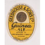 Beer label, Seedhouse & Sons Ltd, Tipton, Staffs, Guinea Ale, vertical oval (vg) (1)