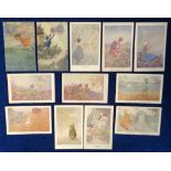 Postcards, a selection of 12 illustrated cards of children by Hilde T Miller and published by C.W