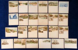 Postcards, Early cards, a collection of 24 court size UK topographical cards published by