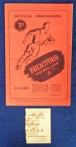 Football programme & ticket, Brentford v Chelsea, 7 January 1950 FA Cup (gd) (2)
