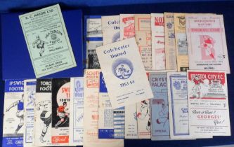 Football programmes, Millwall FC, 1953/54, 23 away programmes including Aldershot, Bournemouth,