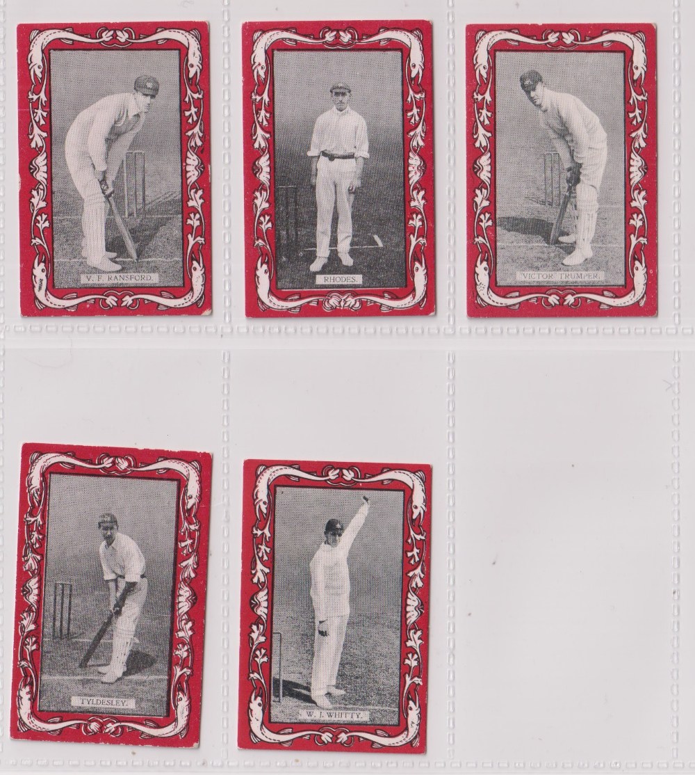 Cigarette cards, Wills (Australia), Australian & English Cricketers, all framework in scarlet, backs - Image 5 of 6