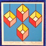 Artwork, John Spencer, 'Four Light Boxes' hand printed 1996 signed Christmas card limited edition 27