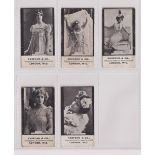 Cigarette cards, Redford & Co, Actresses 'BLARM', 5 cards, Merode, V. Petit, G. Gallois, Cassive &