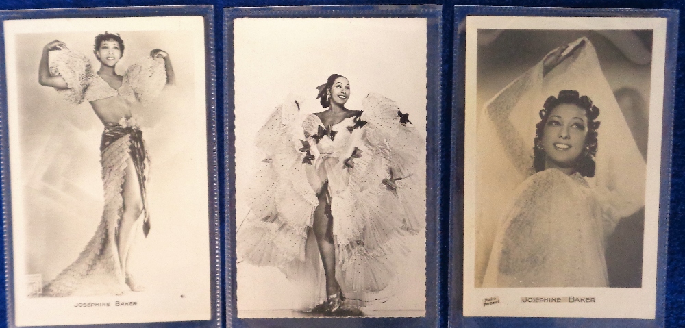 Postcards, Theatre, a small selection of 3 RPs of Josephine Baker, 2 full length the other a