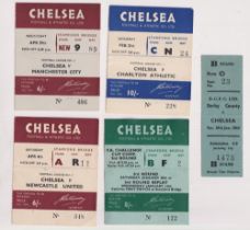 Football tickets, Chelsea FC, 1952/53, 5 tickets, 4 home matches v Derby FA Cup, Charlton, Newcastle
