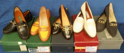 Designer Shoes, 5 pairs of boxed ladies shoes to comprise Gucci black leather loafers size 37