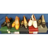 Designer Shoes, 5 pairs of boxed ladies shoes to comprise Gucci black leather loafers size 37