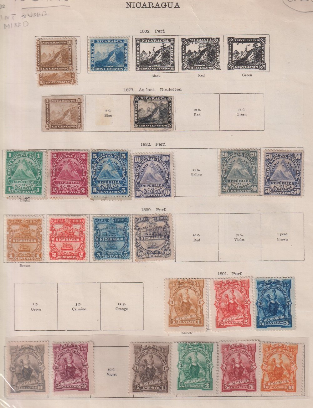 Stamps, GB, Commonwealth and foreign stamps on album pages, mainly used, to include, Nicaragua,