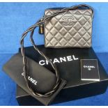 Chanel, Veau Graine/Metal Dore quilted black leather bag 94305 Noire with care leaflet, protective