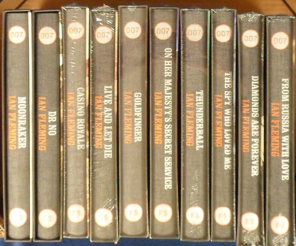 James Bond, 10 Folio Society books in their slip cases, 8 still in original unopened shrink wrap.