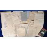 Ephemera, a collection of 50+ letters and reports dating from around 1901/02 relating to arguments