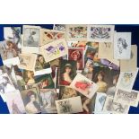 Postcards, a mixed subject collection of 110+ cards to include Glamour illustrated by Asti, G.T.