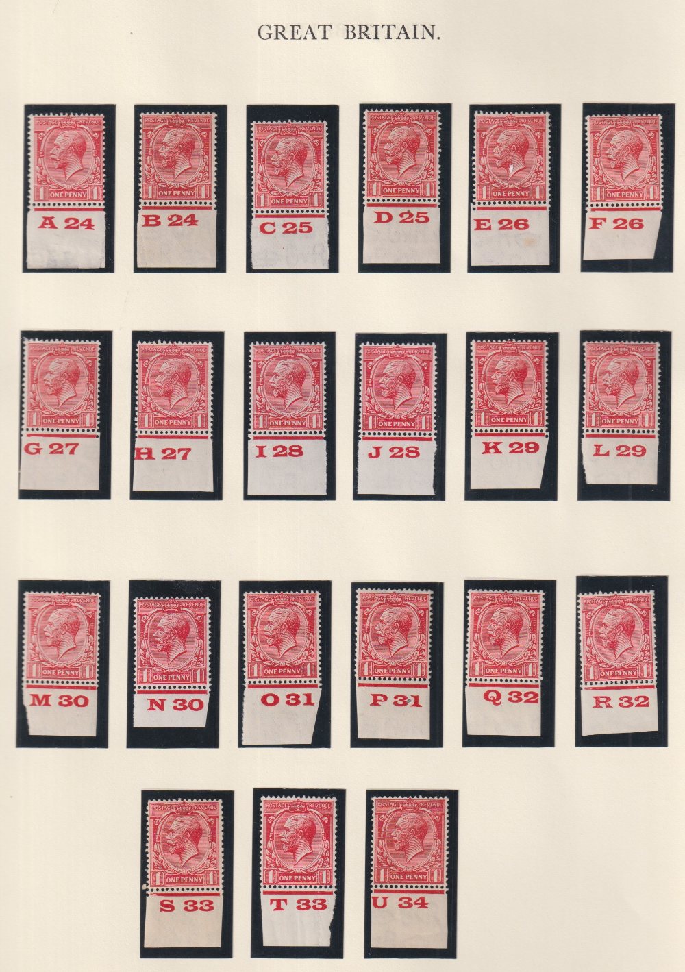 Stamps, GB KGV 1/2d Green, 1d scarlet and 1 1/2d red-brown control singles, UM, including D25 and - Image 2 of 3