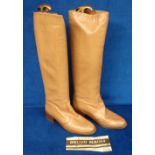 Designer Boots, boxed vintage Bruno Magli ladies long leather tan boots size 36 with manufacturers