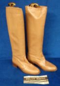 Designer Boots, boxed vintage Bruno Magli ladies long leather tan boots size 36 with manufacturers