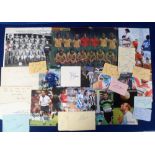 Football autographs, selection including 11 small autograph album pages (with approx. 65 signatures)