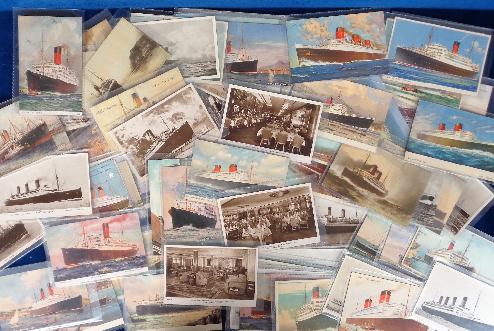 Postcards, Shipping, a good collection of approx. 78 Cunard and White Star Line shipping cards, both