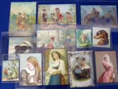Trade cards, France, 13 early lithographed cards (1870's/90's), various issuers including Williot