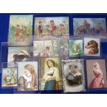 Trade cards, France, 13 early lithographed cards (1870's/90's), various issuers including Williot