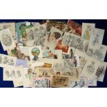 Postcards, Glamour, a broad glamour selection of approx. 67 cards inc. Nouveau and Deco cards of