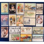 Postcards, Advertising, a collection of 18 mostly foreign product advertising cards with embossed