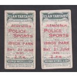 Cigarette cards, Mitchell's, Clan Tartan's, two cards, nos 17 & 39, both overprinted in red to backs