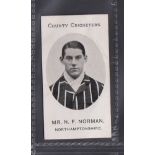 Cigarette card, Taddy, County Cricketers, Northamptonshire, type card, Mr. N.F. Norman (very