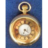 Watch, a 9ct gold half hunter Dennison for Goldsmiths and Silversmiths Co.Ltd. pocket watch