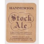 Beer label, C Hammerton, Stockwell, Stock Ale, an unusual 83mm high rectangular label (gd) (1)