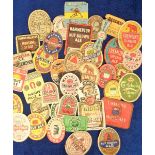 Beer labels, a mixed selection of 40 older labels, various brewers and shapes, all with faults,