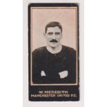 Cigarette card, Smith's, Footballers, (Titled, light blue back) type card, no 26 W Meredith,