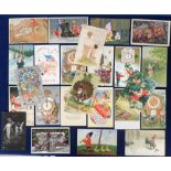 Postcards, an interesting mix of 24 gnomes and elves cards, mostly illustrated, inc. 'Elves and